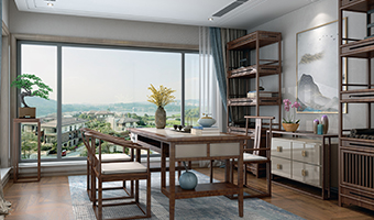 高雅新中式風格效果圖案例，靜享詩意居所